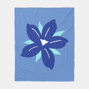 Flower Market Print Mykonos Retro Vintage Blue Fleece Blanket