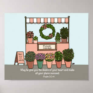 Flower Market Psalm 20:4 Digital Art Print 