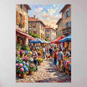Flower Market Street Scene Poster
