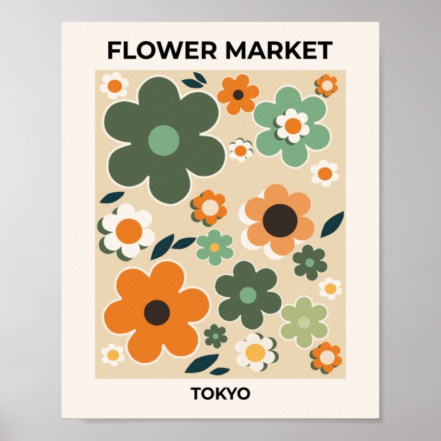 Flower Market Tokyo Floral Art Retro Flowers Poster (Front)