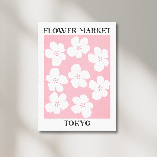 Flower Market Tokyo Pink Cherry Blossom Floral Canvas Print (Under sunlight)