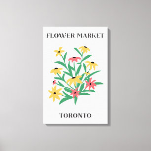 Flower Market Toronto Pink Yellow Daises Floral Canvas Print