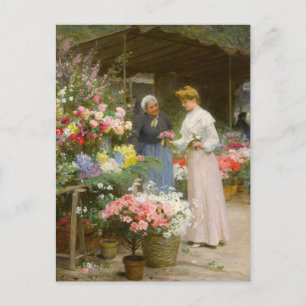 Flower Market   Victor Gabriel Gilbert Postcard