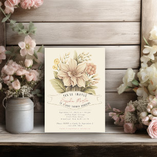 Flower Market Vintage Illustrated Baby Shower Invitation