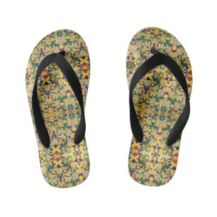 Flower Market Vintage Yellow Wildflower Botanical Kid's Flip Flops