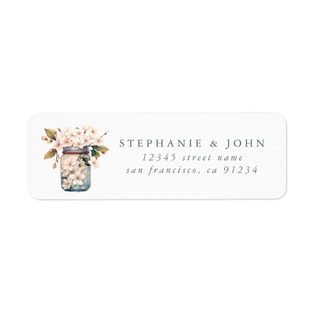 Flower Mason Jar Return Address Labels (Front)