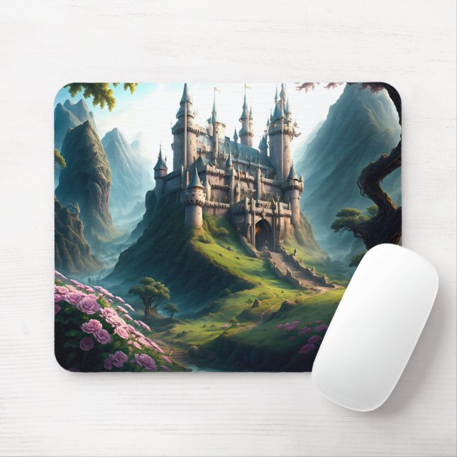Flower Meadow Castle Mouse Pad (With Mouse)
