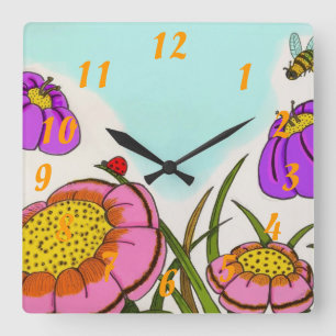 Flower Meadow Clock