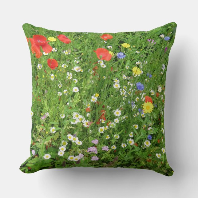 Flower Meadow Throw Pillow (Front)