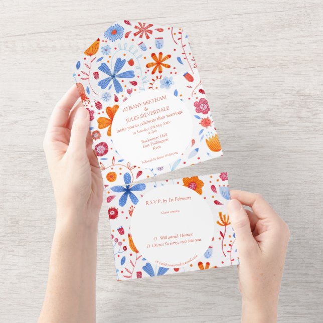 Flower Meadow Watercolor All In One Invitation (Tearaway)