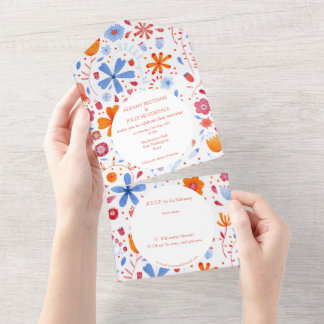 Flower Meadow Watercolor All In One Invitation