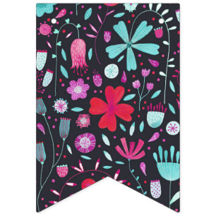 Flower Meadow Watercolor Dark Bunting