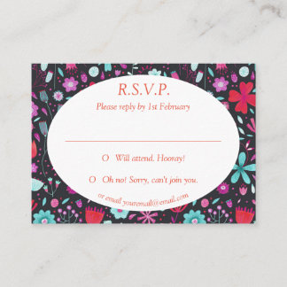 Flower Meadow Watercolor Dark RSVP Enclosure Card