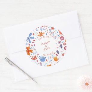 Flower Meadow Watercolor Save the Date Classic Round Sticker
