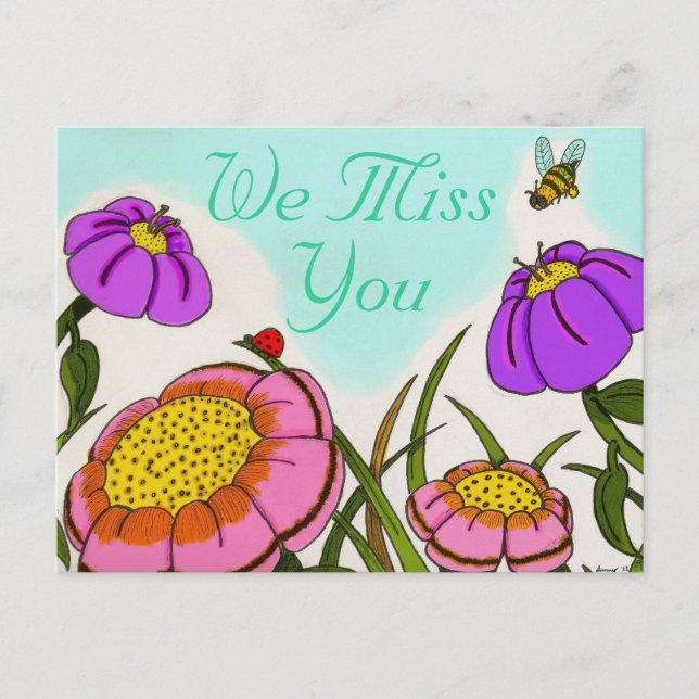 Flower Meadow "We Miss You" Postcard (Front)