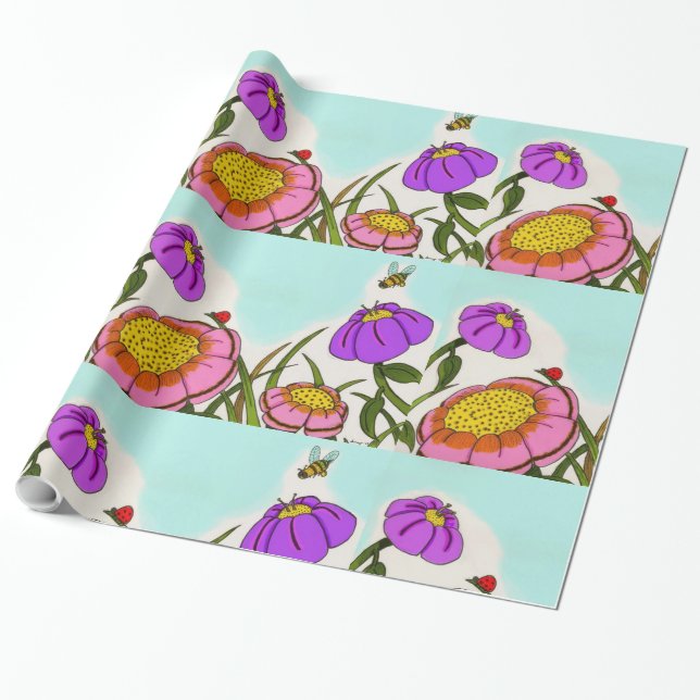 Flower Meadow Wrapping Paper (Unrolled)