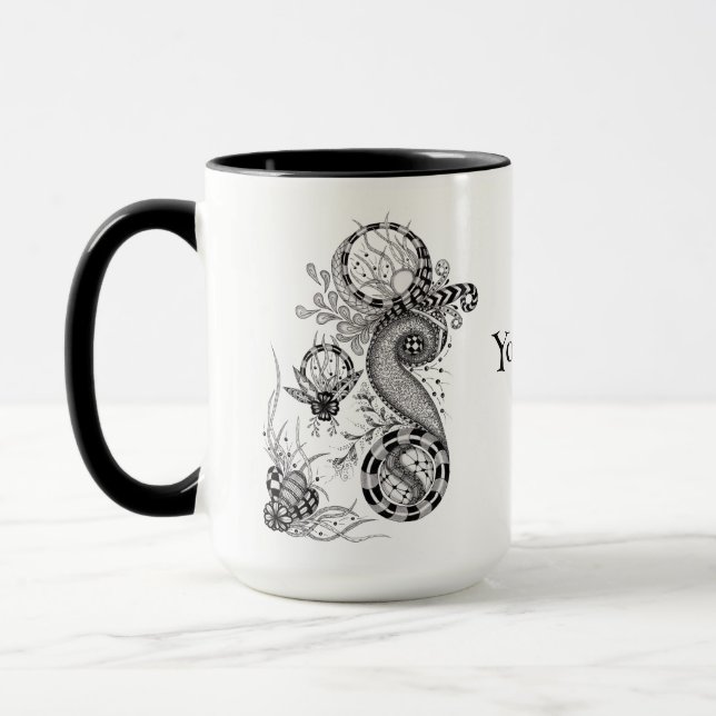Flower Meditative Art black-white -  Mug (Left)