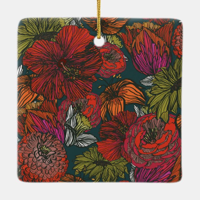 Flower Medley Ceramic Ornament (Back)