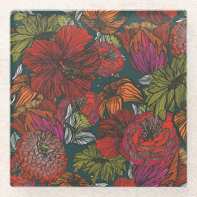Flower Medley Glass Coaster (Front)