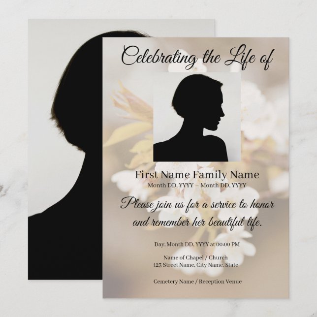 Flower memorial invitation (Front/Back)
