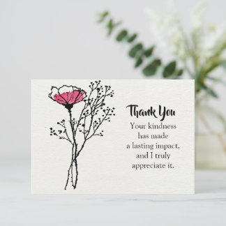 Flower Minimalist Sketch Thank You Card