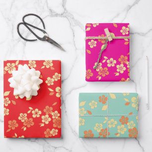 Flower Mix Pattern Wrapping Paper Sheet