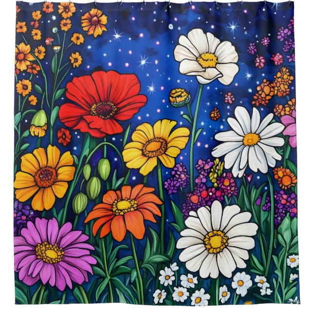 Flower mix shower curtain (Front)