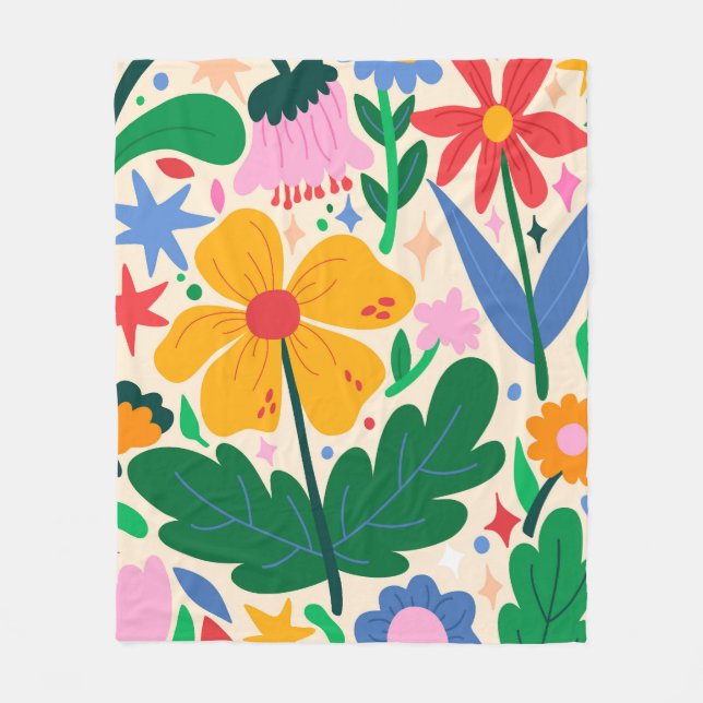 Flower Mixtape Fleece Blanket (Front)