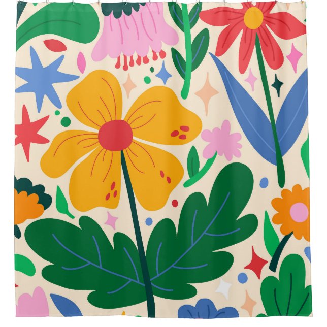 Flower Mixtape Shower Curtain (Front)