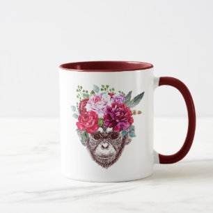 Flower Monkey Face Mug