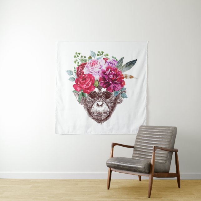 Flower Monkey Face Tapestry (In Situ)