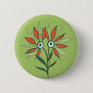 Flower Monster Cute Cartoon Character Green Kids 6 Cm Round Badge