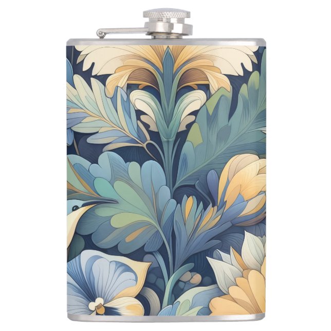 Flower Morris art Hip Flask (Front)