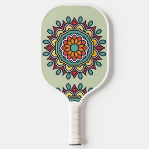 flower mosaic, Mandala-Pattern Pickleball Paddle