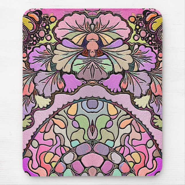 Flower mosaic pink pansy elegant purple, teal mouse mat (Front)