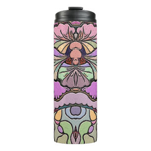 Flower mosaic pink pansy floral elegant colourful thermal tumbler