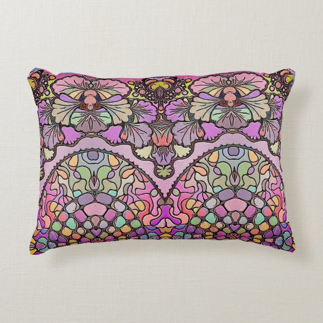 Flower mosaic pink pansy floral elegant floral decorative cushion (Front)