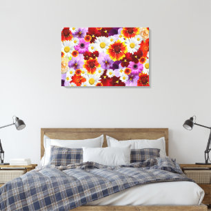 Flower Mosaic Stretched Canvas Print