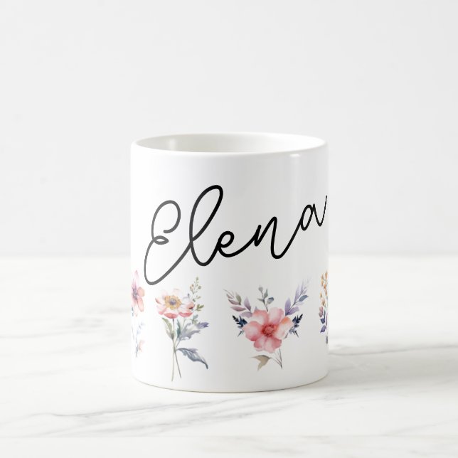 Flower motif and custom name coffee mug (Center)