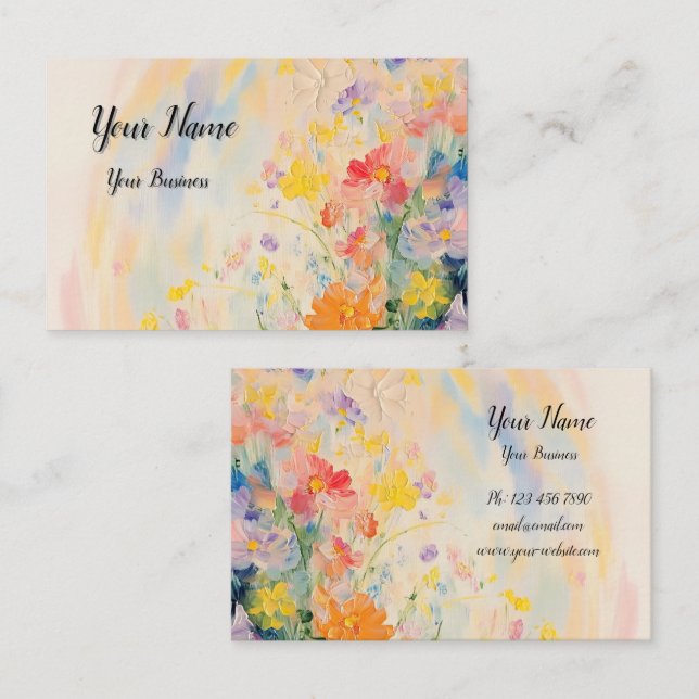 Flower motif in oil colors business card (Front/Back)