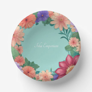 Flower Motifs on Paper Bowls Plate