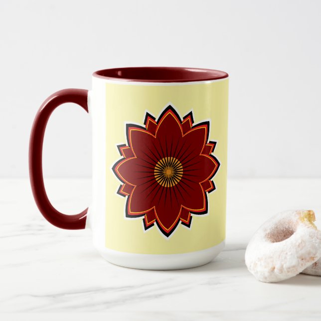 Flower Mugs & Cups - Floral Design (With Donut)