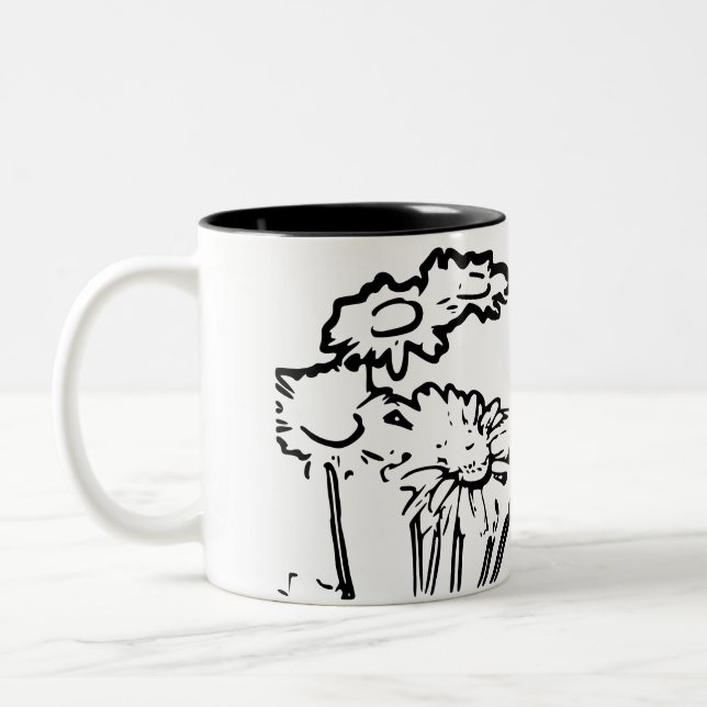 Flower Natural Two-Tone Coffee Mug (Left)