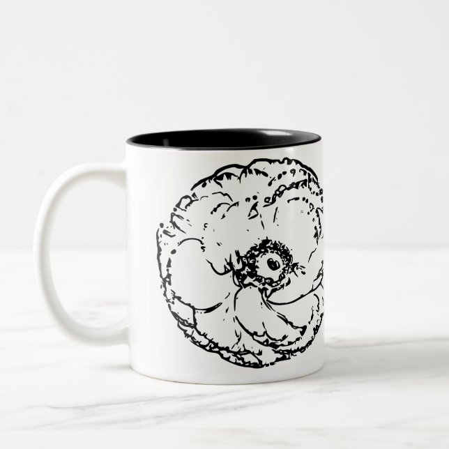 Flower Natural Two-Tone Coffee Mug (Left)