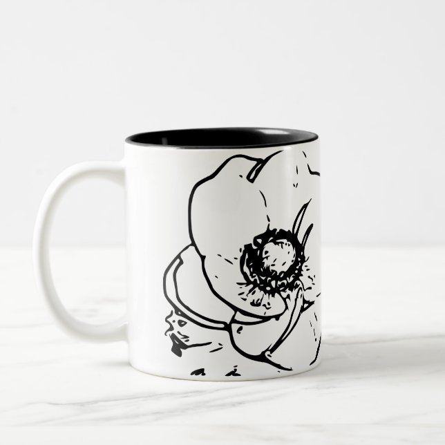 Flower Natural Two-Tone Coffee Mug (Left)