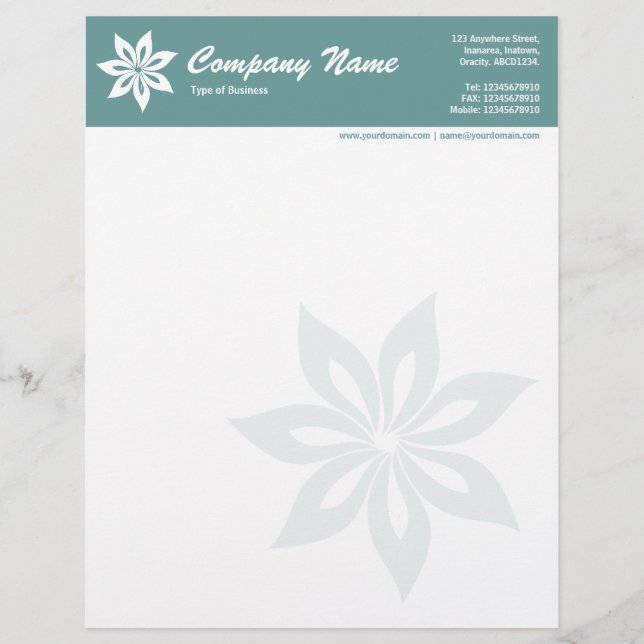 Flower - Ocean Green Letterhead (Front)