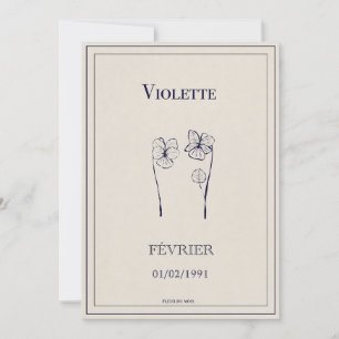 Flower of Birth gift card february violet