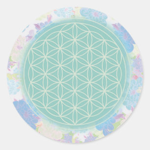 flower of green life, classic round sticker