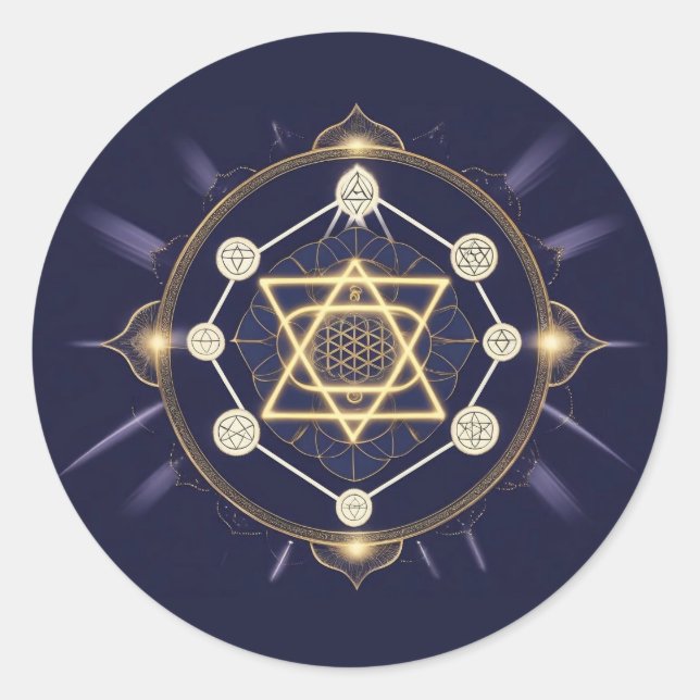 Flower of Infinity — Sacred Geometry Celestial Classic Round Sticker (Front)