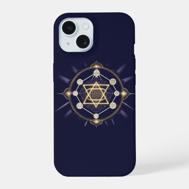 Flower of Infinity — Sacred Geometry Celestial iPhone 15 Case (Back)